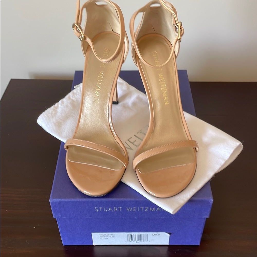 Stuart Weitzman Nudistsong NIB Ankle Strap High Heel Adobe Aniline Size 6.5